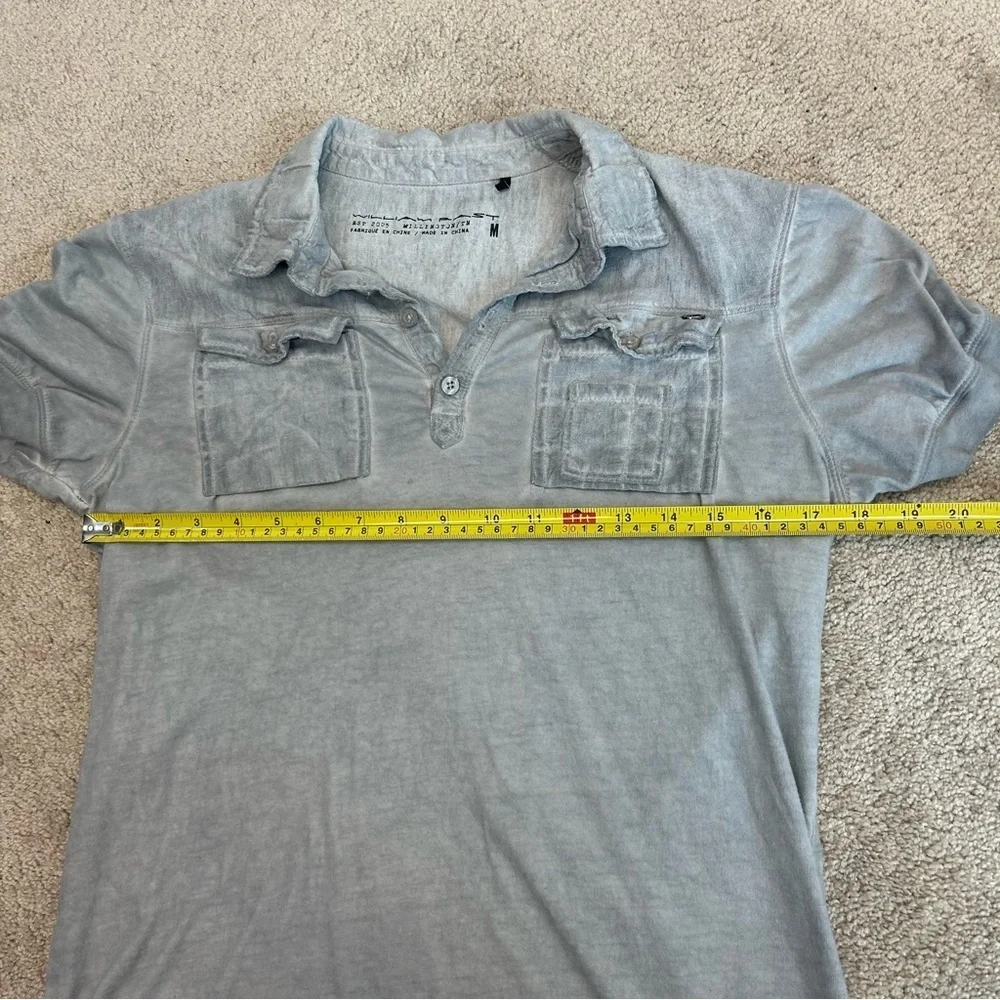William Rast men’s short sleeve faded gray polo shirt Sz M - Picture 5 of 6